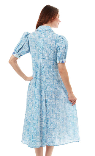 Montauk Dress Turquoise White Criss Cross - Glamourous Grace