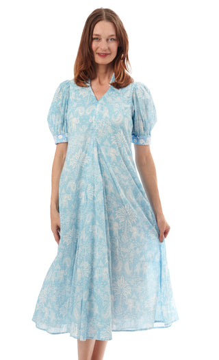 Montauk Dress Light Blue Elephants And Palm Trees - Glamourous Grace
