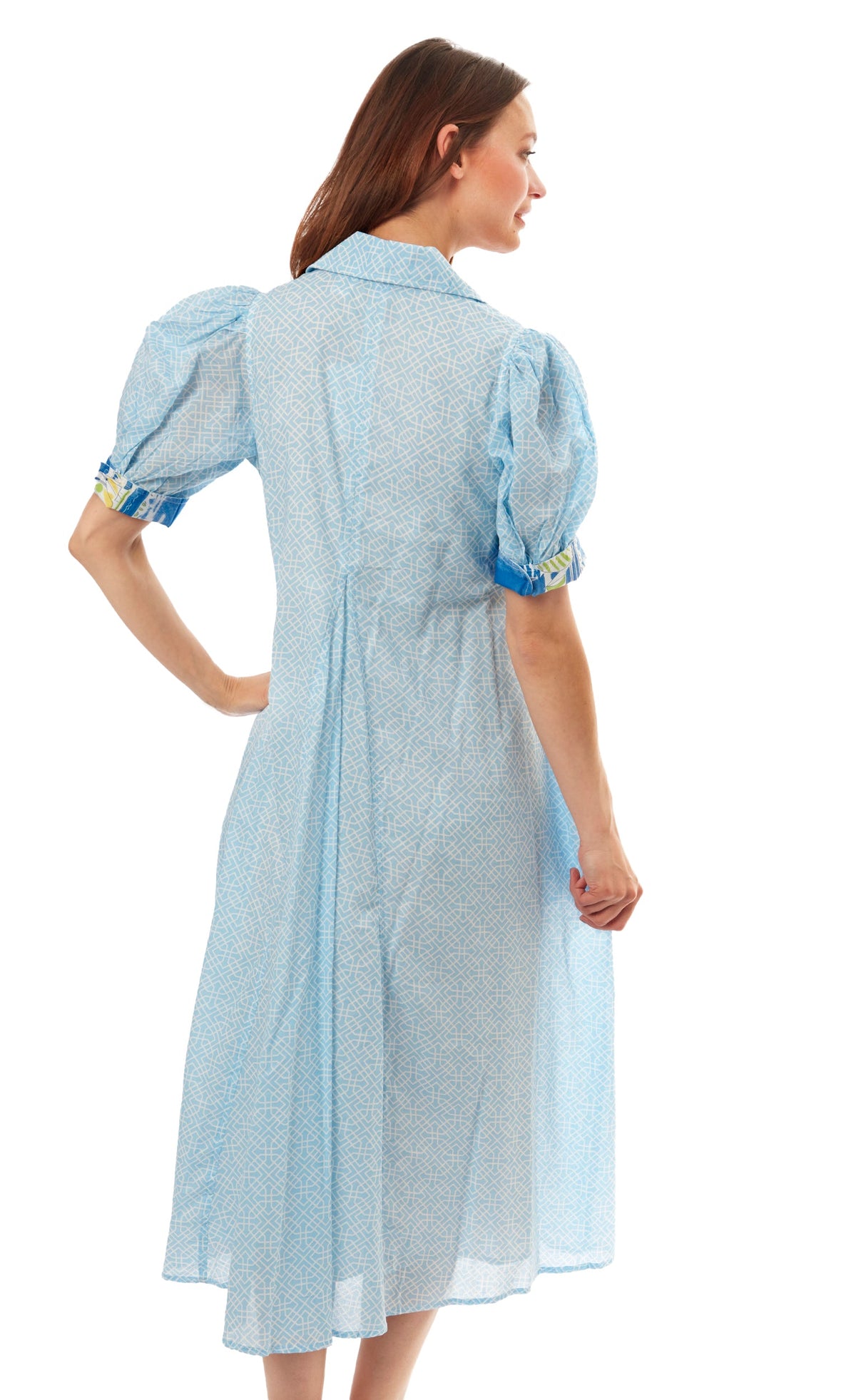 Montauk Dress Light Blue Geo Print - Glamourous Grace