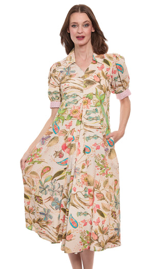 Montauk Dress Linen Cotton Floral Print - Glamourous Grace