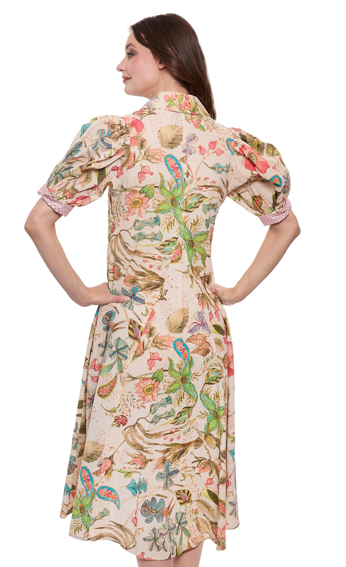 Montauk Dress Linen Cotton Floral Print - Glamourous Grace