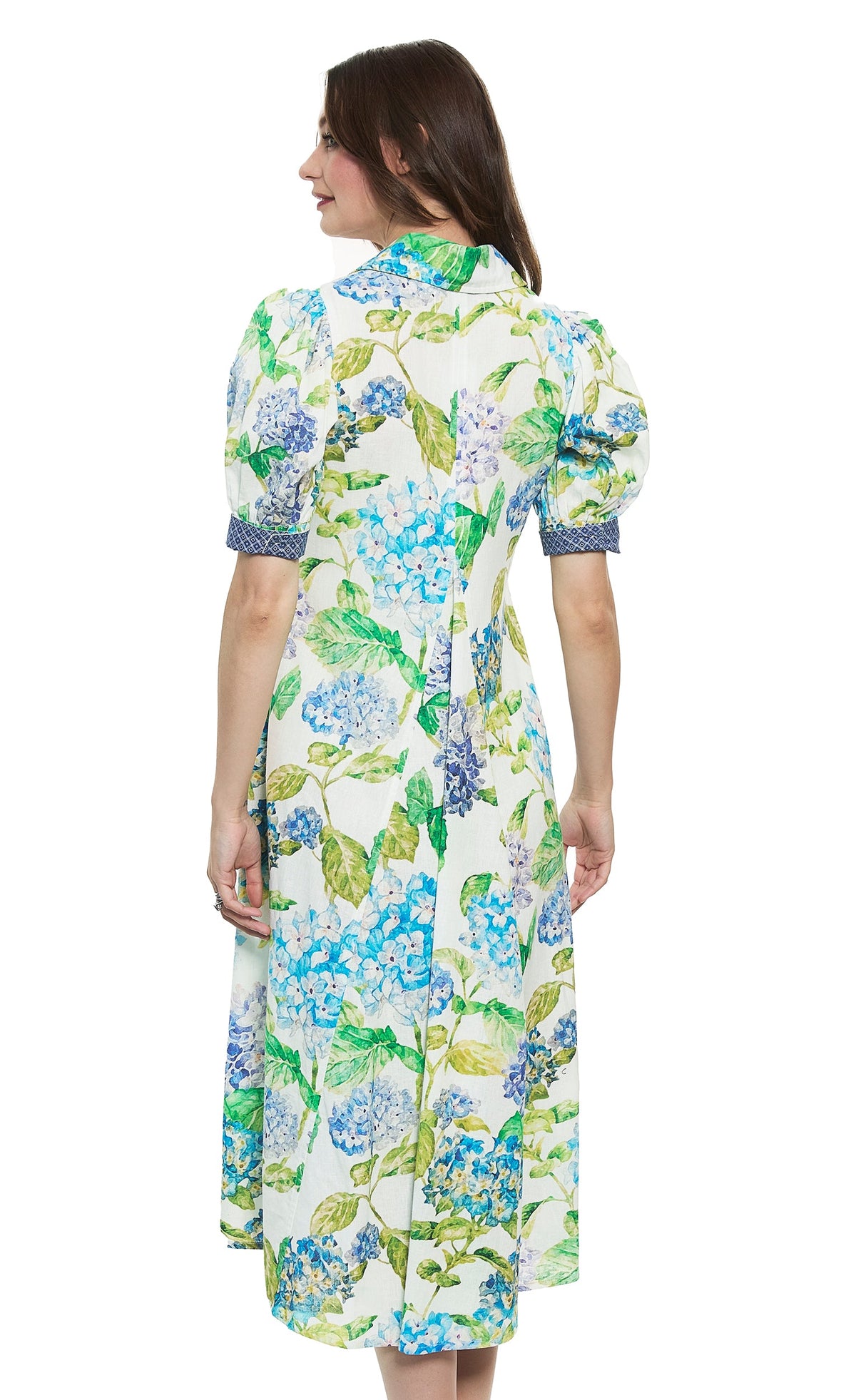 Montauk Dress Linen Cotton Hydrangeas Print - Glamourous Grace