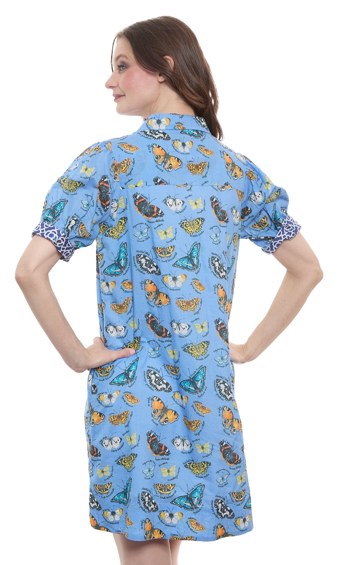 Left Bank Puff Sleeve Dress Butterfly Print On Cotton Voile - Glamourous Grace