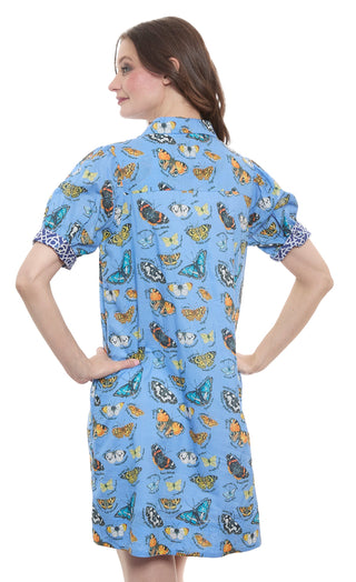 Left Bank Puff Sleeve Dress Butterfly Print On Cotton Voile - Glamourous Grace