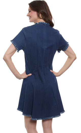 Coco Denim Dress with Fringe and Gold Buttons - Glamourous Grace