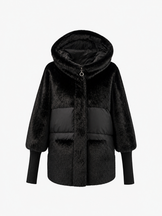 Claire Eco-Fur Bio-Down Fill Jacket in Black