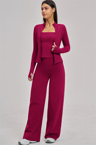 The Swoon Jacket Tank Top Flared Leggings 3-Piece Set