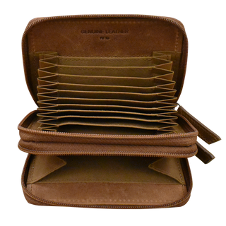 DOUBLE ZIP ACCORDION CREDIT CARD HOLDER