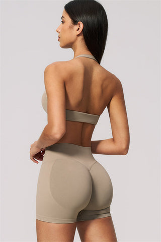 The Velvetine Halter Sports Bra Shorts 2-Piece Set
