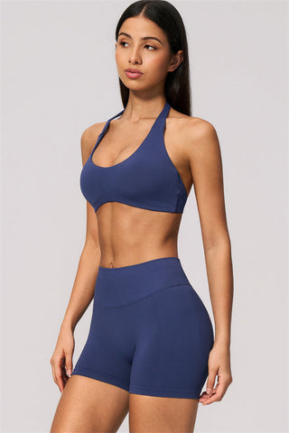 The Velvetine Halter Sports Bra Shorts 2-Piece Set