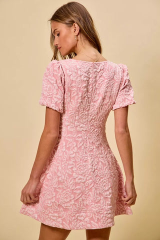 SO ME Floral Jacquard Fit And Flare Daily Mini Dress (M) - Glamourous Grace
