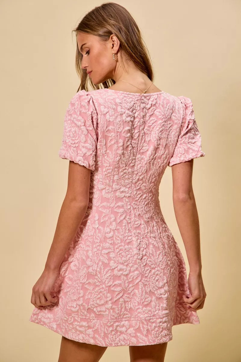 SO ME Floral Jacquard Fit And Flare Daily Mini Dress (M) - Glamourous Grace