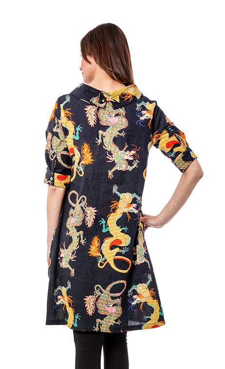 Audrey Retro Dress Black Dragons - Glamourous Grace