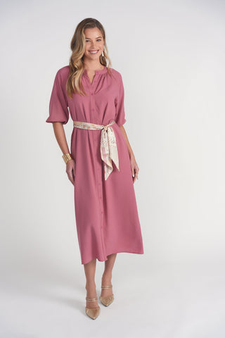 Bandana Waist Cotton Dress- Summer Rose