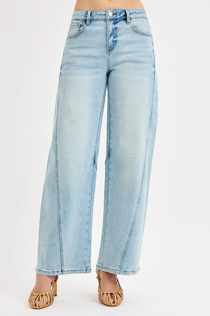 RISEN Mid Rise Fit Barrel Jeans