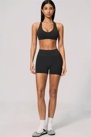 The Velvetine Halter Sports Bra Shorts 2-Piece Set