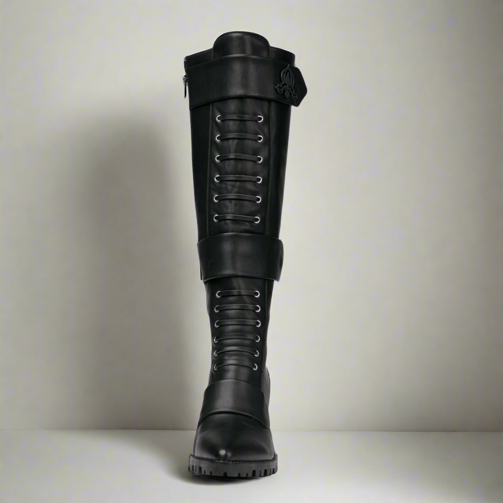 Michaela V Aspen Marta Black Leather Boots - Glamourous Grace
