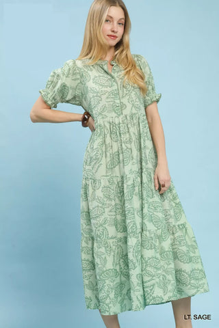 Umgee Paisley Print Tiered Midi Dress - Glamourous Grace