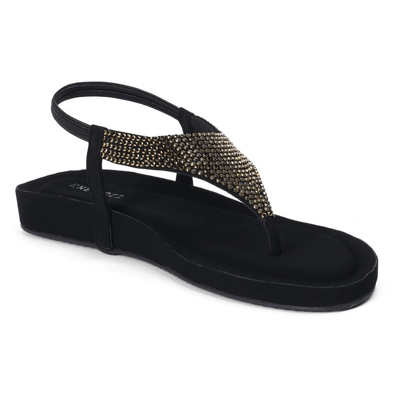 Ebony - Black Thong Sandals - Glamourous Grace