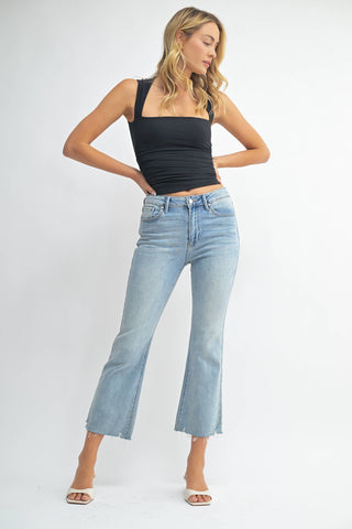 Shayna Mid Rise Crop Flare Light Jeans