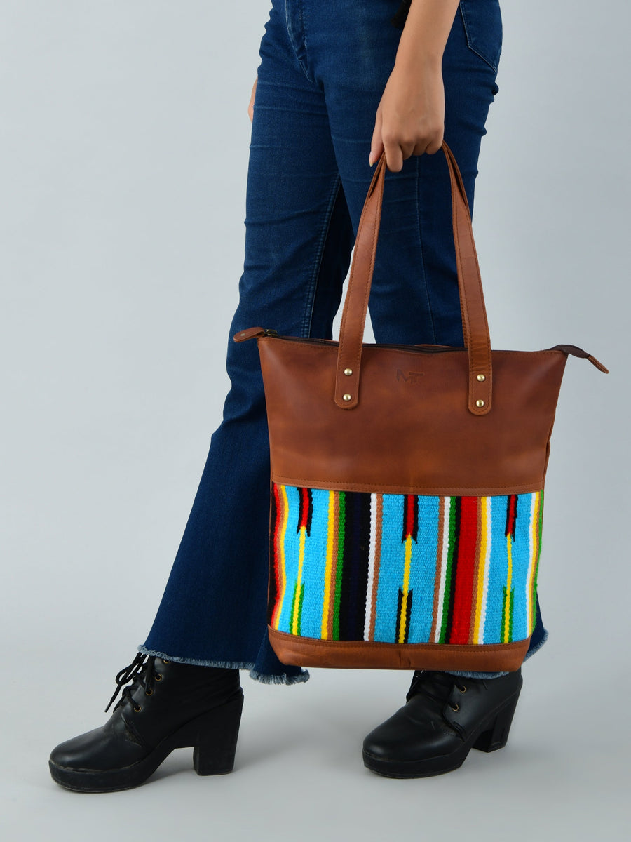 Multicoloured Leather Tote Bag - Glamourous Grace