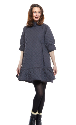 St. Tropez Softly Quilted Black Poplin Dress, Oversized Silhouette - Glamourous Grace