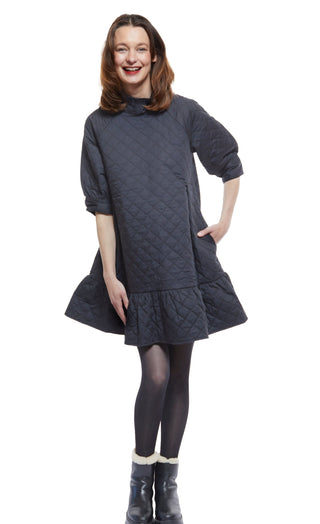 St. Tropez Softly Quilted Black Poplin Dress, Oversized Silhouette - Glamourous Grace