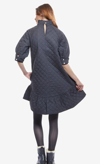 St. Tropez Softly Quilted Black Poplin Dress, Oversized Silhouette - Glamourous Grace