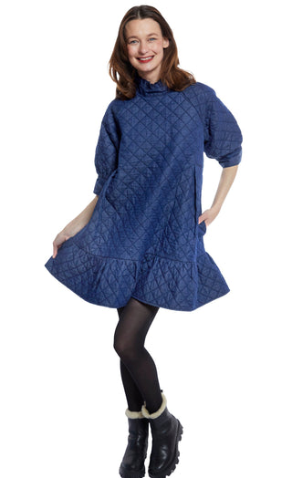 St. Tropez Softly Quilted Denim Dress, Oversized Silhouette - Glamourous Grace
