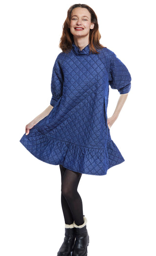 St. Tropez Softly Quilted Denim Dress, Oversized Silhouette - Glamourous Grace