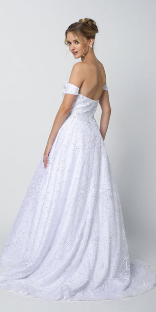 Juliet 692 Long Embroidered Lace Ball Gown Dress With Arm Band