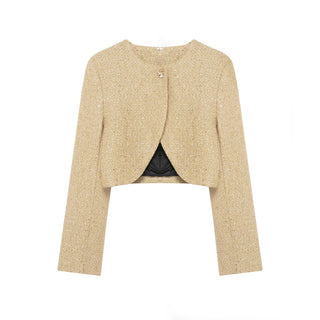 Women's Jacket Gold Tweed Cropped BYMANYC ® New York SOHO METALLIC TWEED CROPPED BLAZER - New Collection