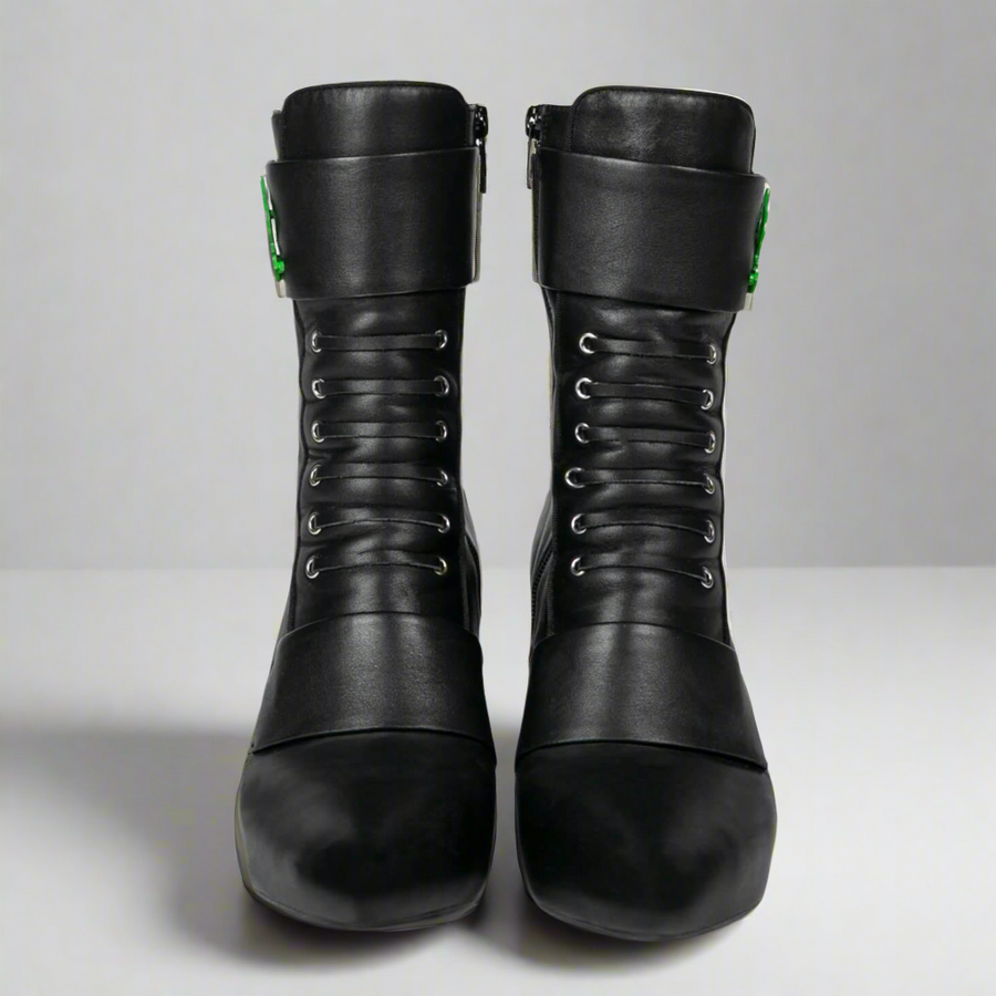 Michaela V Marta Black Leather Knee-High Boots