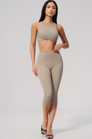 The Twirl Open Back Sports Bra Capri Leggings 2-Piece Set