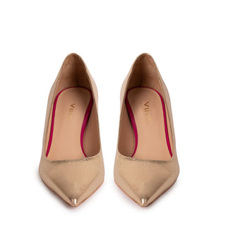 The Brunello Gold Leather Pump Women Shoe - Glamourous Grace