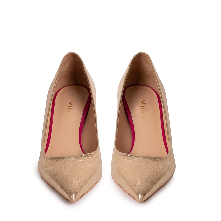 The Brunello Gold Leather Pump Women Shoe - Glamourous Grace