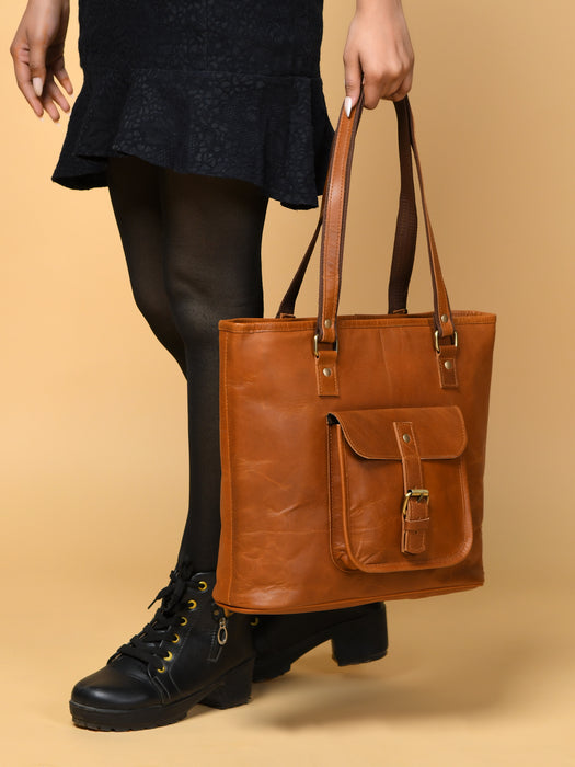 Classic Chic Genuine Leather Tote - Glamourous Grace