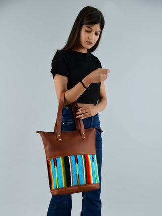 Multicoloured Leather Tote Bag - Glamourous Grace