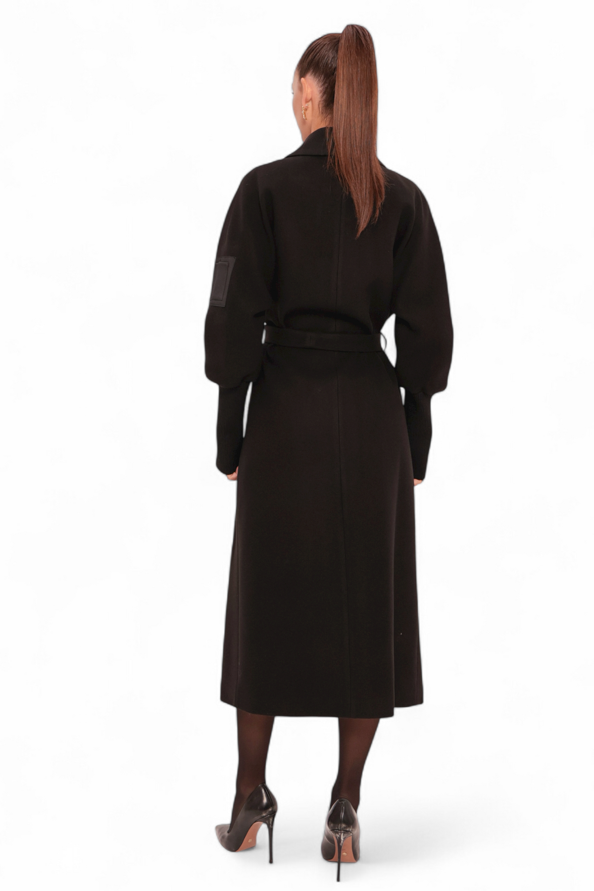 Miru Cashmere Wool Blend Overcoat in Black