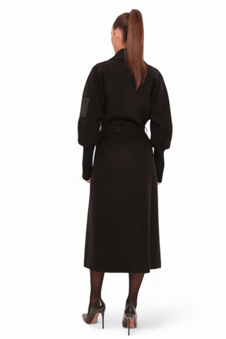 Miru Cashmere Wool Blend Overcoat in Black