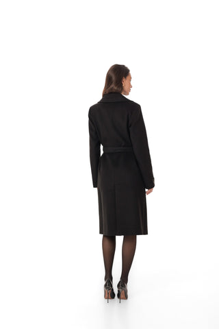 Zane Cashmere Wool Blend Overcoat in Black