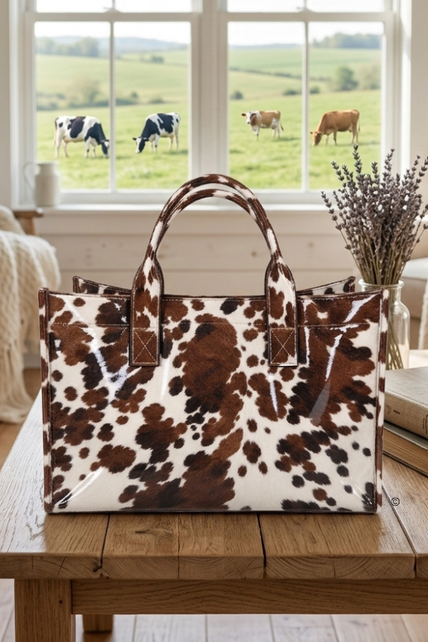 SC - ETA 10/29-11/12 The Cowhide Cutie Vinyl Tote Bag© - Glamourous Grace