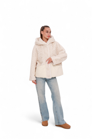 Montana Eco-Fur Down Fill Coat in Ivory