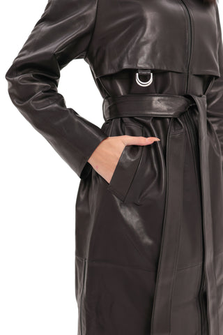 Genuine Leather Polar Fox Trim Coat