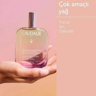 Caudalie Smoothing Radiance Body & Hair Oil: Argan, Grape Seed & Prickly Pear - Vegan, Non-Greasy Body and Hair Elixir for All Skin Types - Glamourous Grace