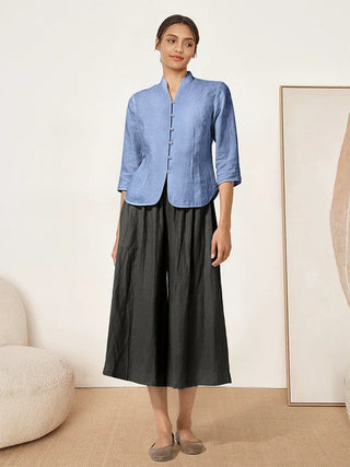 100% Linen Hand Button Fitted Jacket AMELIA - Glamourous Grace