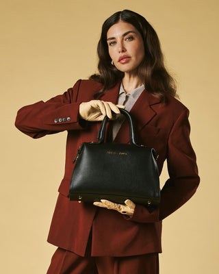 Zita (black) - Italian calf leather women's handbag (with shoulder strap) - Glamourous Grace