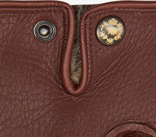 Diego (brown) - Italian gloves made of American deerskin leather with rabbit fur lining - Glamourous Grace