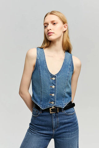Blue Horizon Denim Vest HJ903 - Glamourous Grace