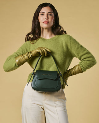Ottavia (green) - Italian calf leather women's crossbody bag (with shoulder strap) - Glamourous Grace